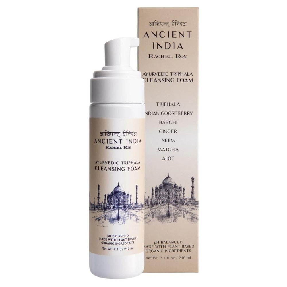 ANCIENT INDIA Rachel Roy Ayurvedic Triphala Foaming Face Cleanser with Natural Amino Acids & Indian Herbs - pH Balanced Facial Wash for Pore Tightening & Deep Cleansing
