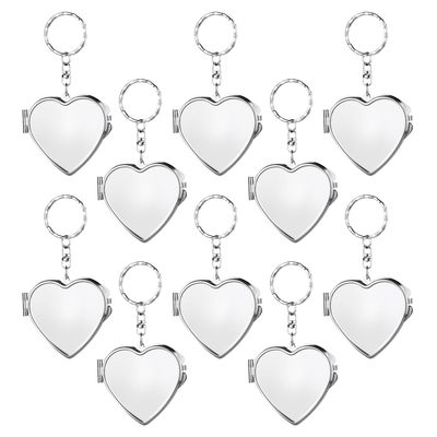 10 Pcs Compact Mirror Portable Metal Folding Mirror with Key Ring for Pockets Bags Wallets Travel Toiletries Gifts - Heart