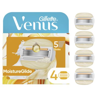 Venus MoistureGlide Women's Razor Blades, With Built-in Shave Gel Bars, 4 Razor Blade Refills, Holiday Gifts for Women