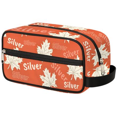 Custom Name Cute Leaf Orange Toiletry-Bag for Women-Girls, Personalized Cosmetic Makeup Bag, Large Capacity Hanging Kit for Shopping Travel Weekend,Holiday Birthday Gifts for Kids Girls Friends