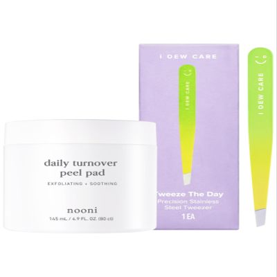 Nooni Korean Facial Peel Toner Pads Bundle - Daily Turnover Peel Pad 80 Pads + Tweeze The Day