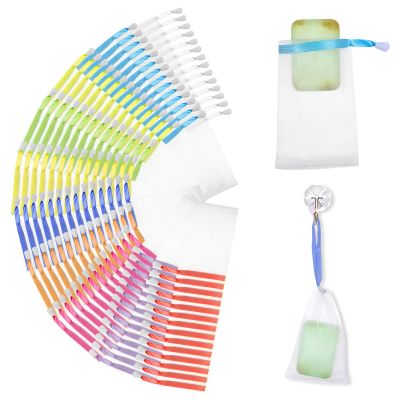 140 Pcs Mesh Soap Bags for Soap Bars, 10 Colors Soap Saver Pouch, Soap Bag for Shower with Drawstring, for Shower Washing, Bubble, Drying and Store Soap, 6 X 4 Inches