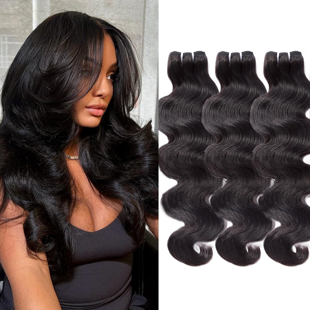 WEQUEEN Human Hair Bundles Body Wave 16A Brazilian Virgin Hair Bundles 22 24 26 Inch Thick Weave Natural Black