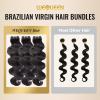 WEQUEEN Human Hair Bundles Body Wave 16A Brazilian Virgin Hair Bundles 22 24 26 Inch Thick Weave Natural Black view 4