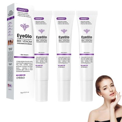 Ceoerty EyeGlo Bee Venom Collagen Eye Cream, Advanced Instant Firm Eye Cream, Sporty EyeGlo Bee Venom Collagen Eye Cream For Dark Circles, Puffiness & Bags, Reduce Wrinkles, Fine Lines (3 Pack)