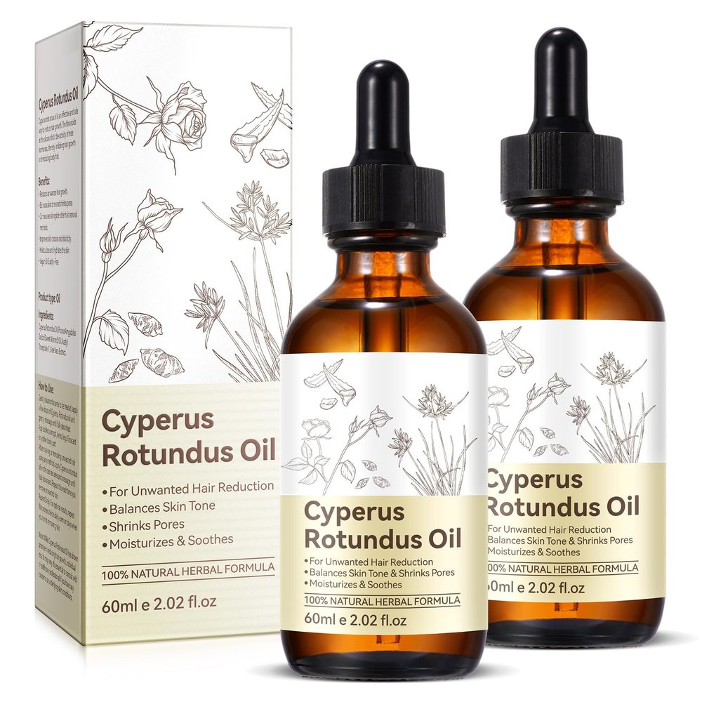 2PCS Cyperus Rotundus Oil, Natural Cyperus Rotundus Oil For Hair Removal, Reduces Unwanted Hair Growth, Moisturizes & Soothes The Skin, Suitable For All Skin Types