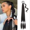 Long Braided Ponytail Extension with Hair Tie Wrap Around Straight Hair Extension Ponytail 34 Inches Natural Soft Synthetic Hairpiece for Women Daily Weddings Parties and Festivals Wear 150 Gram Black view 1
