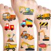 10 Sheets Construction Trucks Temporary Tattoo for Kids, 120 Pcs Vehicles Fake Tattoos for Boys Party Favors, Cars Birthday Supplies Decorations view 1