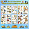 10 Sheets Construction Trucks Temporary Tattoo for Kids, 120 Pcs Vehicles Fake Tattoos for Boys Party Favors, Cars Birthday Supplies Decorations view 2