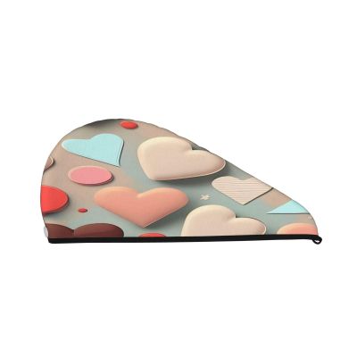 DLXW Love Pattern Microfiber Hair Towel Wet Hair Bandana Dry Hair Wrapped Towel Anti-frizz Quick Drying Suitable for All Hairstyles