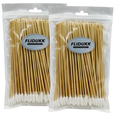 FLIDUKK 200PCS Pointed-tipped Cotton Swabs 6" Inch Long Cotton Swabs with Bamboo Handles Cotton Tipped Applicator for Oil Makeup Gun Applicators, Eye Ears Eyeshadow Brush and Remover Tool