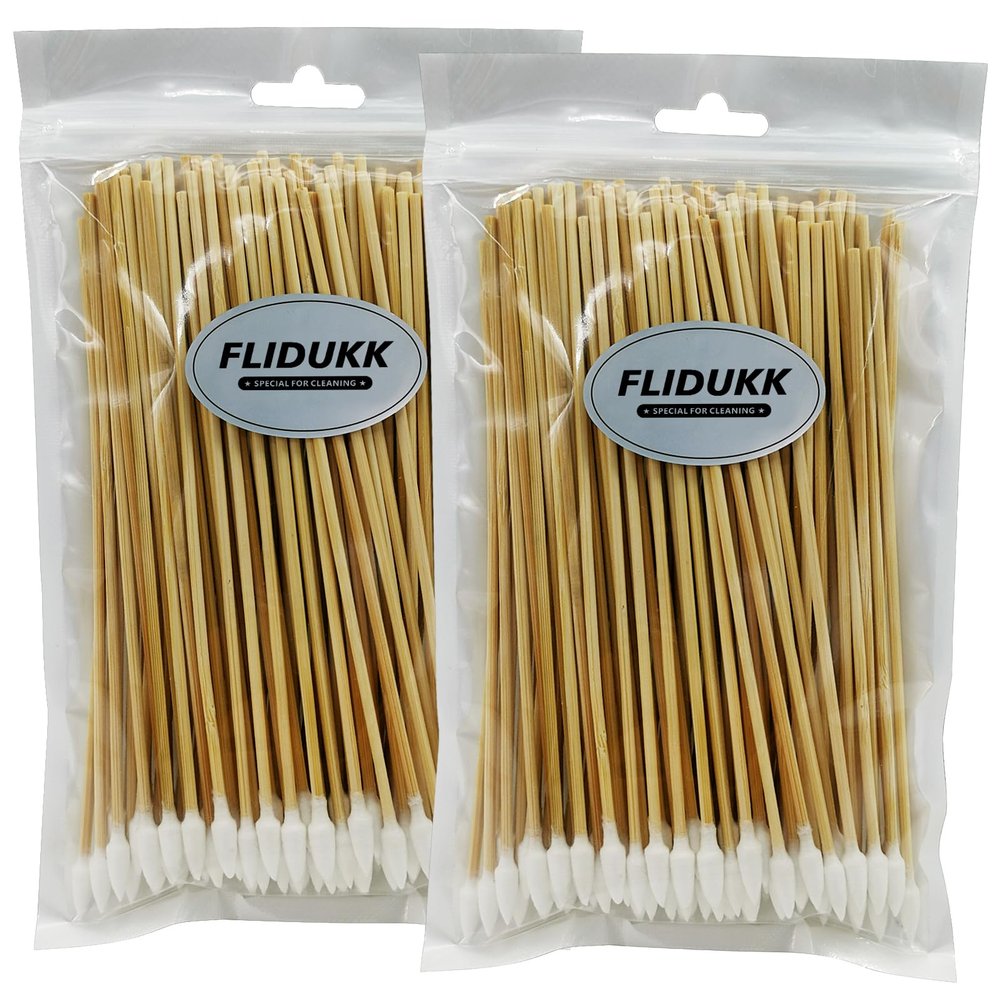 FLIDUKK 200PCS Pointed-tipped Cotton Swabs 6" Inch Long Cotton Swabs with Bamboo Handles Cotton Tipped Applicator for Oil Makeup Gun Applicators, Eye Ears Eyeshadow Brush and Remover Tool