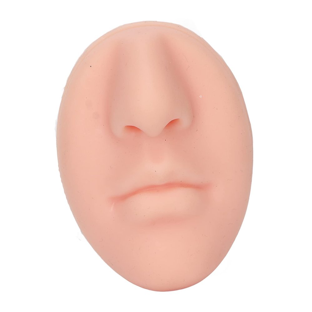 OPPWONG Fake Nose, Fake Body Parts Silicone Body Parts Flexible Elastic Reusable Piercing Silicone Nose Model Silicone Nose Model with Mouth for Earrings Jewelry Display (Light Beige)