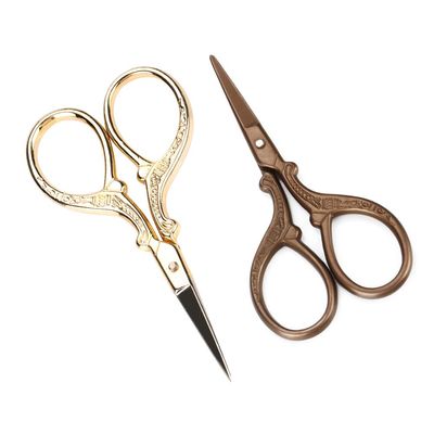 Eyebrow Scissors, 2Pcs Vintage Crane Shaped Stainless Steel Scissors Beauty Makeup Scissors Universal Embroidery Scissors Small Scissors Beauty for Eyebrows Trim