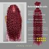 100g 22 Inch Human Braiding Hair 99J Red Deep Wave Bulk Human Hair for Braiding No Weft 12A Brazilian Virgin Curly Human Hair Extensions for Boho Braids Wet and Wavy Burgundy Braiding Hair view 3