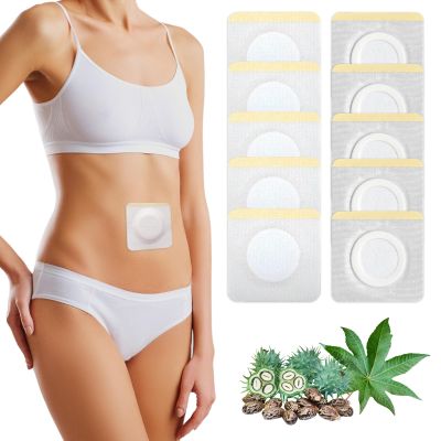 STFOCE 10pcs Castor Oil Pack Wrap, Disposable Castor Oil Pack for Belly Button, Organic Cotton Pad Self-Adhesive, Highly Absorbent, No Leakage, No Wash, Portable(White)