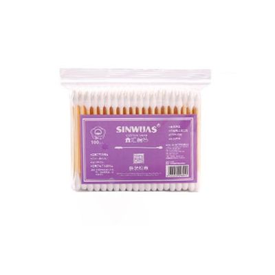 100pcs/ Pack Double Head Cotton Swab Women Makeup Cotton Buds Tip For Wood Sticks Nose Ears Cleaning Health Care Tools| | (Color: white)