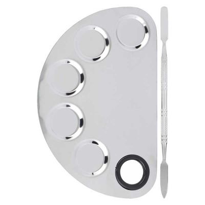 Makeup Mixing Palette Cosmetic Mixing Makeup Palette Textured Handle Thumb Hole Comfortable Grasping Stainless Steel for