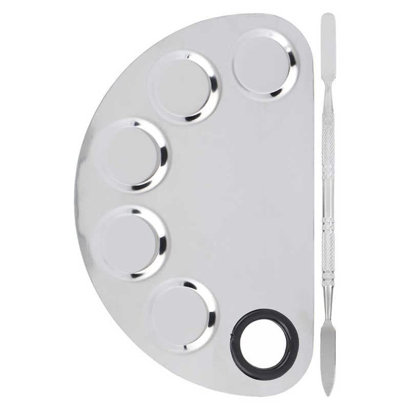 Makeup Mixing Palette Cosmetic Mixing Makeup Palette Textured Handle Thumb Hole Comfortable Grasping Stainless Steel for