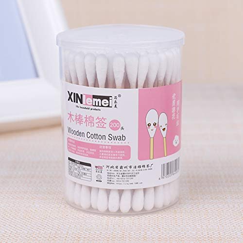 100pcs/Box Pack Wood Handle Cotton Head Swabs Disposable Makeup Clean Sticks Buds Tip Home Used Cotton Swab Personal Health Care (Color: PP Box Pakage)