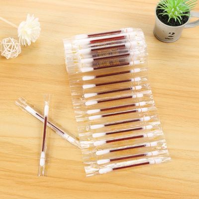 100PCS Multifunction Disinfected Stick Make Up Wood Iodine Disposable Double Cotton Swab Portable Bar (Color: 100PCS-A)