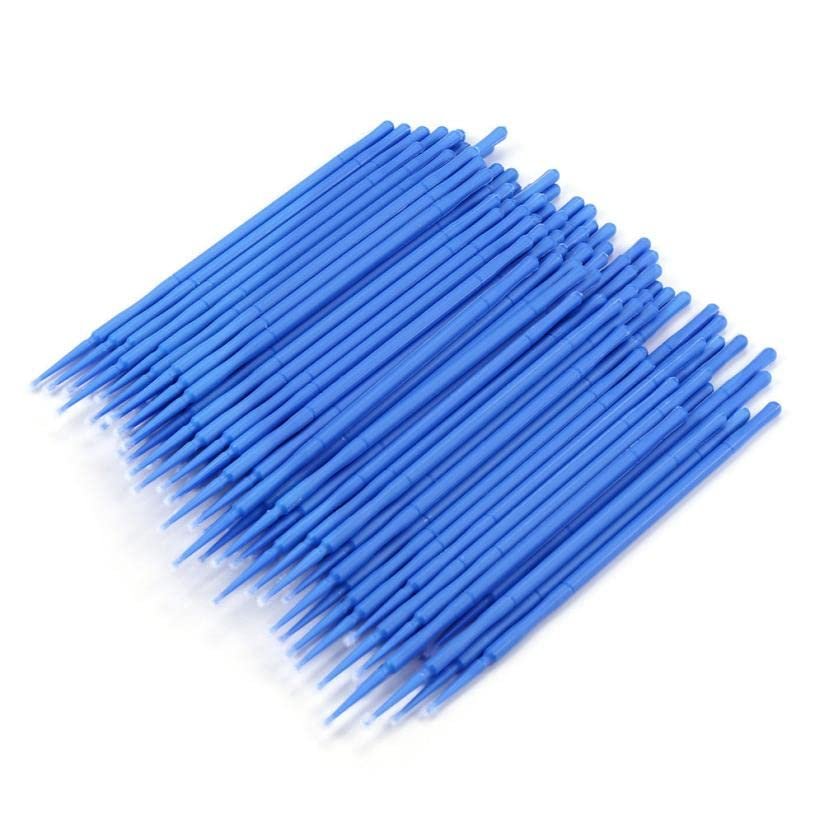 100Pc/ Bottle Microblading Micro Brushes Cotton Swab Lint Free Tattoo Permanent Supplies au1 (Color: Blue)