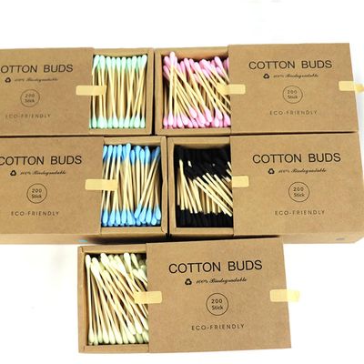 5Boxes Personal Care Natural Disposable Double Head Bamboo Cotton Buds (Color: MULTI)
