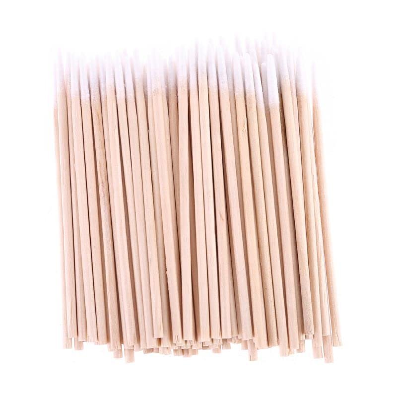 100pcs Disposable Ultra Small Swab Cotton Buds Wooden Brushes Eyelash Extension Cotton Swabs