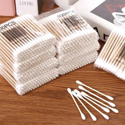 1 Bag Disposable Double Head Cotton Swab Lint Free Micro Brushes Wood Cotton Buds Swabs Eyelash Extension Glue Removing Tools (Color: 30Pcs-bag)