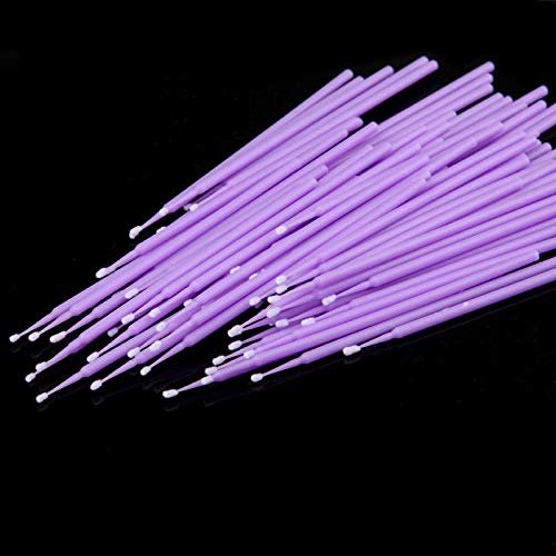 100pcs Eyelash Cotton Swab Disposable Eyebrow Tattoo Remover Micro Brush Eyelash Extension Applicator Cotton Buds Makeup Tools (Color: Light Purple S Size)