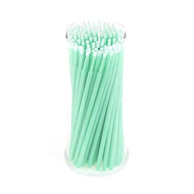 100Pcs Swab Applicator Micro Brush Eyelashes Extension Mascara Tools 13 Colors Embroidered cotton swabs grafting cotton sticks (Color: light green)