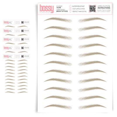 5 Pack Temporary Eyebrow Tattoos Waterproof Eyebrow Stickers, False Tattoos Hair Like Peel Off Instant Transfer Brows For Women And Men | Natural Strokes, Shaping (classic, taupe)