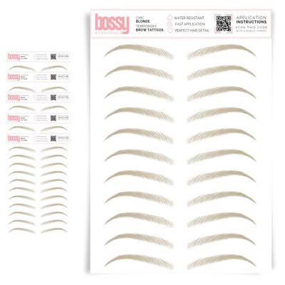 5 Pack Temporary Eyebrow Tattoos Waterproof Eyebrow Stickers, False Tattoos Hair Like Peel Off Instant Transfer Brows For Women And Men | Natural Strokes, Shaping (chic, blonde)