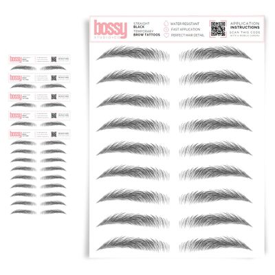 5 Pack Temporary Eyebrow Tattoos Waterproof Eyebrow Stickers, False Tattoos Hair Like Peel Off Instant Transfer Brows For Women And Men | Natural Strokes, Shaping (straight, black)