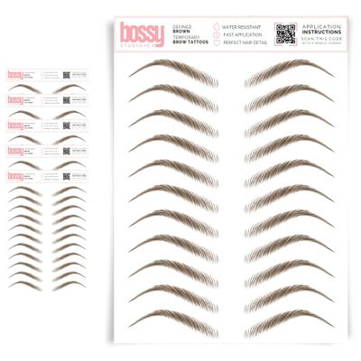 5 Pack Temporary Eyebrow Tattoos Waterproof Eyebrow Stickers, False Tattoos Hair Like Peel Off Instant Transfer Brows For Women And Men | Natural Strokes, Shaping (defined, brown)