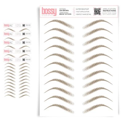 5 Pack Temporary Eyebrow Tattoos Waterproof Eyebrow Stickers, False Tattoos Hair Like Peel Off Instant Transfer Brows For Women And Men | Natural Strokes, Shaping (defined, ash brown)