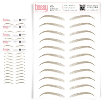 5 Pack Temporary Eyebrow Tattoos Waterproof Eyebrow Stickers, False Tattoos Hair Like Peel Off Instant Transfer Brows For Women And Men | Natural Strokes, Shaping (chic, taupe)
