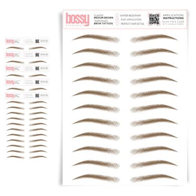 5 Pack Temporary Eyebrow Tattoos Waterproof Eyebrow Stickers, False Tattoos Hair Like Peel Off Instant Transfer Brows For Women And Men | Natural Strokes, Shaping (classic, medium brown)