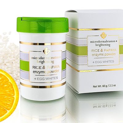 Rice and Papaya Enzyme Powder with Egg Whites - All Natural Face Exfoliator - Pore Purifying - Fights Wrinkles, Sagging Skin, Dry Skin, Improves Face Tone and Texture  2.1 oz