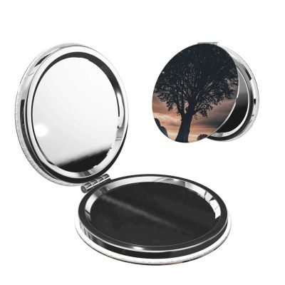 KLBTR Black Tree Print Folding Compact Cosmetic Mirror Elegant Pocket Mirror,Cute Hand Mirror Round Double-Sided for Women