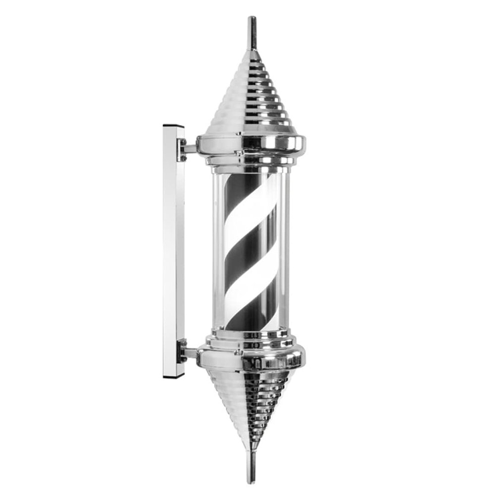 Barber Pole Led Light Classic Style Rotating Led Strips with Globe Light Hair Salon Barber Shop Sign Light Outdoor Waterproof Wall Mountad Lamp (Black and White)