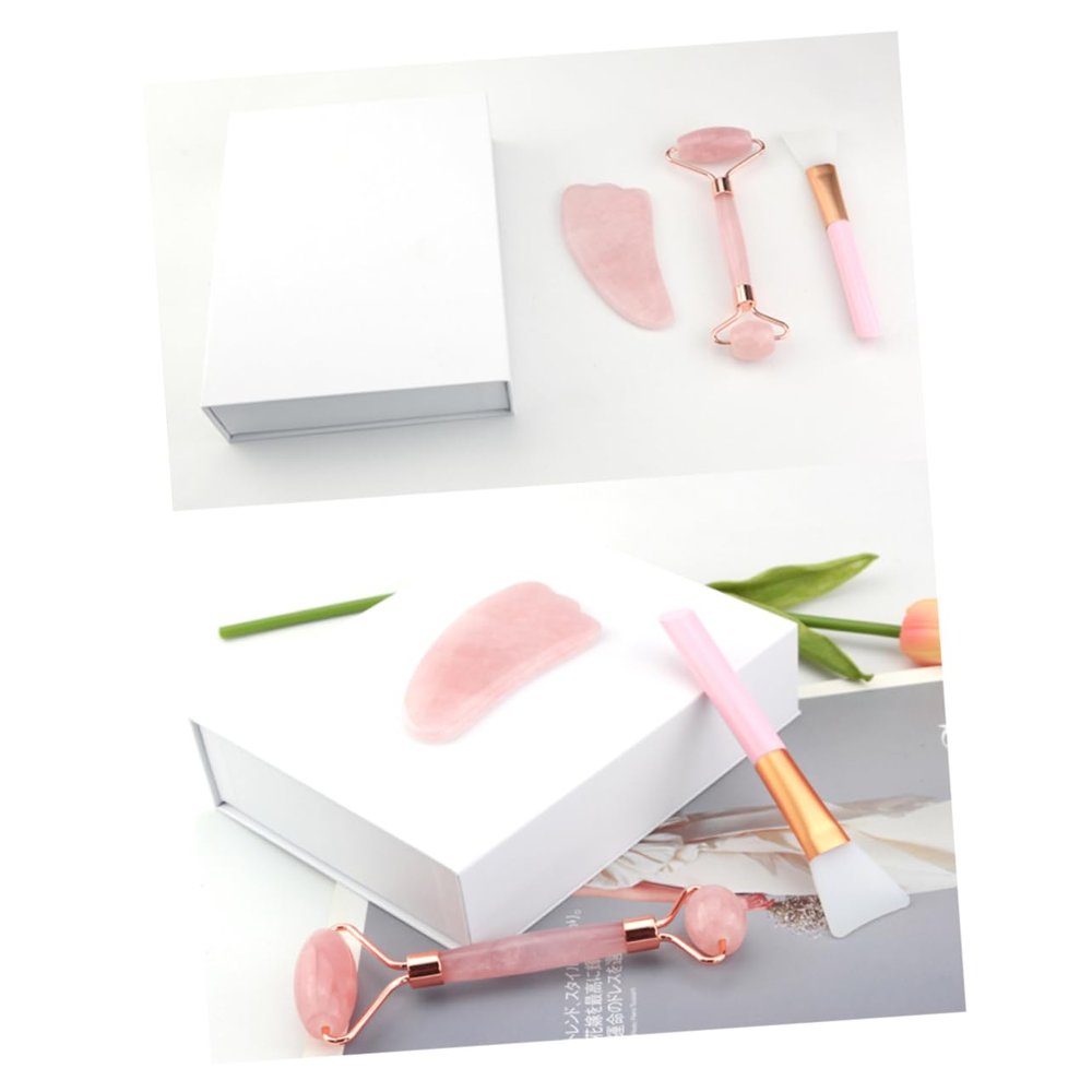 Ipetboom Jade Roller Facial Tool Set Face Mask Brush and Scraping Tool for Skincare for Application and Even Mask Distribution Includes Storage Box
