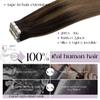 Lacer Tape in Hair Extensions Human Hair 18in Tape in Extensions Balayage Seamless PU Skin Weft Balayage Darkest Brown to Chestnut Brown Invisible Hair Extensions 20 Pcs 50G view 2