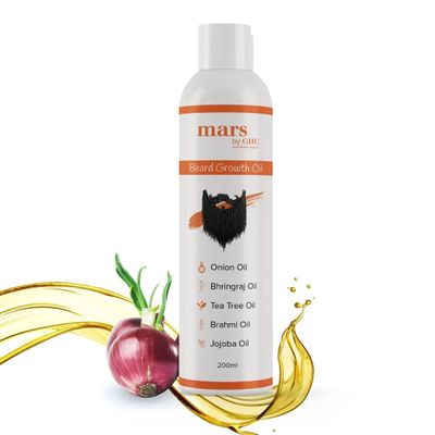 Beard Growth Oil - 200 ml (Pack of 1) | Promotes Thicker Beard Growth, Powered With Onion Oil, Bhringraj Oil, Tea Tree Oil & 20 Natural Ingredients | Paraben, SLS & Sulphate Free