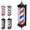 Barber Pole Retro Hexagonal Outdoor Waterproof Red White Blue Led Strips Illuminating Rotating Salon Hairdressing Sign Light Wall Lamp (2) view 3