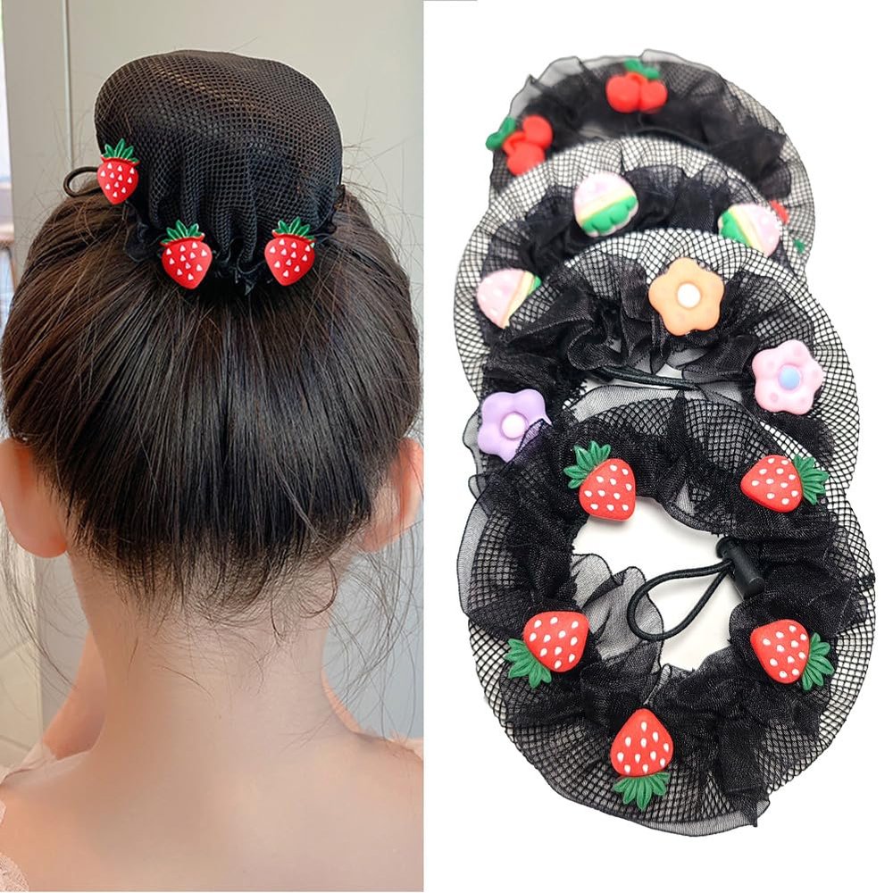 4PCS Ballet Hair Bun Covers Mesh Dance Skating Bun Covers Dancer Ballet Skating Gymnastics Performance Hair Net Accessories Girls Invisible Ballet Hair Net