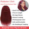 99j Burgundy 13x4 Deep Wave Lace Front Wigs Pre Plucked 180% Density Curly Human Hair Wigs for Black Women Wet and Wavy Wig with Baby Hair 22 Inch view 3