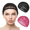 Hair Net Wrap Nets For Women 2 PCS Sleeping Sleep Cap Drying Curly Hair Crochet Press Hairnets Snood Wraps Cover Hairnet Workers Cap Mesh Head Caps Wrapping Long Curly Hair Overnight(rose red/black) view 1