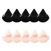 10Pcs Triangular Powder Puffs, Soft Velour Makeup Sponges for Loose Powder and Body Powder, Designed for Contouring, Eye, and Corner, Beauty Makeup Tools, (Black and Beige) view 1