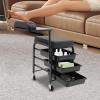 3 Drawers Beauty Salon Nail Cart, Foot Bath Spa Trolley Portable Esthetician Trolley Cart with Hand Rest and Seat Cushion, Pedicure Manicure Funiture Massage Table Salon Supplies Pedicure Chair view 2